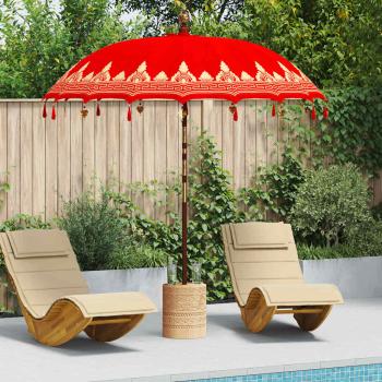 ARDEBO.de - Balinesischer Sonnenschirm Rot 215 x 215 x 260 cm