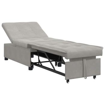Schlafsofa Ausziehbar Hellgrau 194 x 67 x 82 cm Mikrofaser
