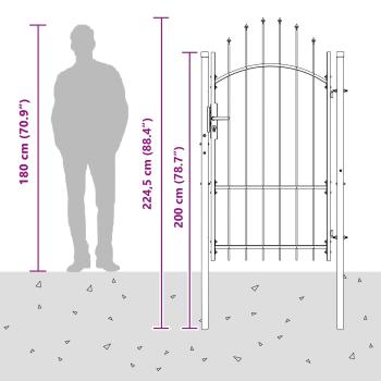 Gartentor WOERDEN 1,7 m Abschließbar Stahl Grau