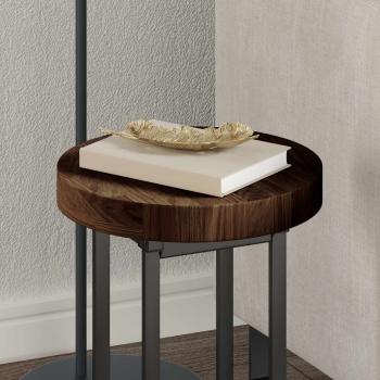 Tischplatte Dunkelbraun Ø 30 x 4 cm Massivholz Eiche