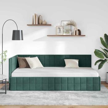 Eckbettgestell mit Kopfteil Dunkelgrün 90 cm x 200 cm Samt
