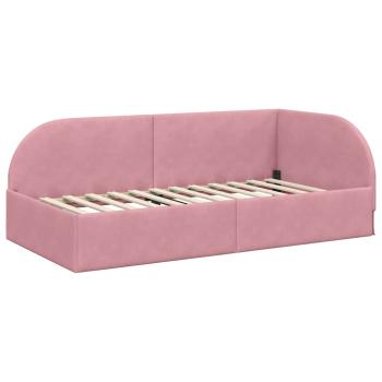 Eckbettgestell mit Kopfteil Rosa 90 cm x 200 cm Samt