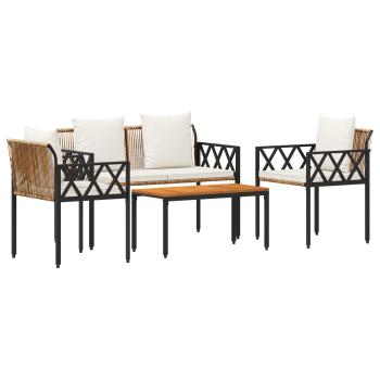 Gartenmöbel-Set 4 stk. Braun und Creme Weiß Poly-Rattan