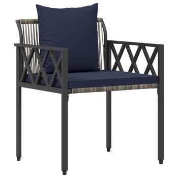Gartenmöbel-Set 4 stk. Grau und Marineblau Poly-Rattan