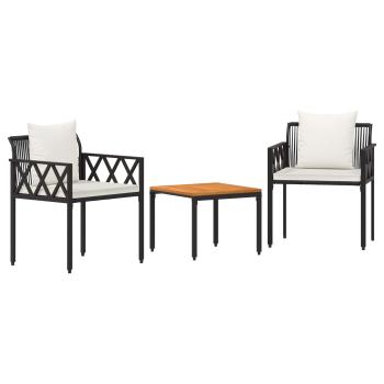 Gartenmöbel-Set 3 stk. Schwarz und Cremeweiß Poly-Rattan