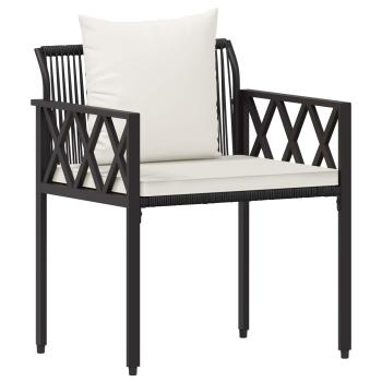Gartenmöbel-Set 3 stk. Schwarz und Cremeweiß Poly-Rattan