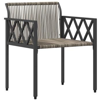 Gartenmöbel-Set 3 Stk. Grau und Marineblau Poly-Rattan