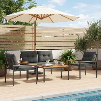 ARDEBO.de - Gartenmöbel-Set 4 Stk. Dunkelgrau Poly-Rattan