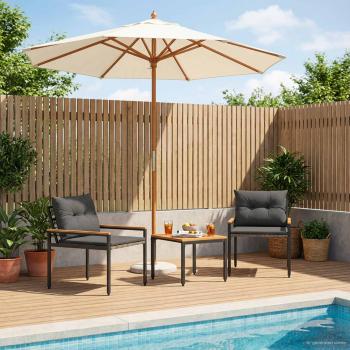 ARDEBO.de - Gartenmöbel-Set 3 stk. 2-Sitzer Dunkelgrau Poly-Rattan