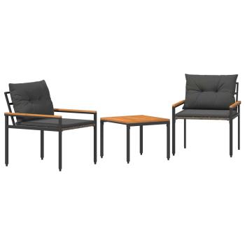 Gartenmöbel-Set 3 stk. 2-Sitzer Dunkelgrau Poly-Rattan