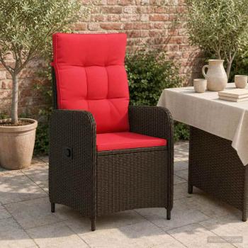 Verstellbarer Gartenstuhl Braun und Rot Poly-Rattan
