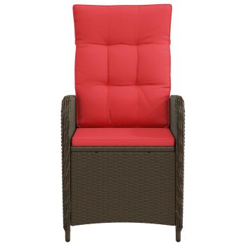 Verstellbarer Gartenstuhl Braun und Rot Poly-Rattan