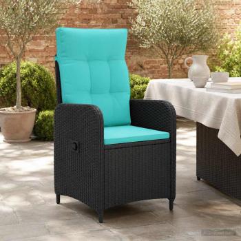 ARDEBO.de - Verstellbarer Gartenstuhl Schwarz und T?rkis Poly-Rattan