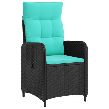 Verstellbarer Gartenstuhl Schwarz und T?rkis Poly-Rattan