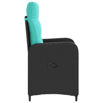 Verstellbarer Gartenstuhl Schwarz und T?rkis Poly-Rattan