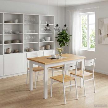 ARDEBO.de - Esstisch EKAI Weiß 112 x 70 x 76,5 cm Massives Kiefernholz