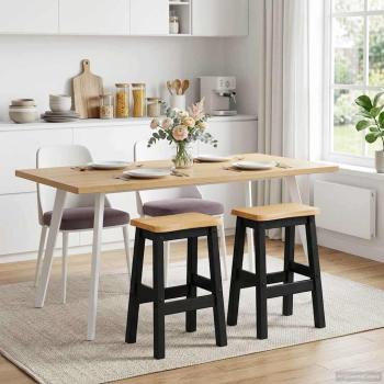 ARDEBO.de - Hoher Barhocker EKAI 2 Stk. Schwarz 40 x 29 x 63 cm