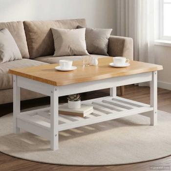 ARDEBO.de - Couchtisch EKAI Weiß 100 x 60 x 45,5 cm Massives Kiefernholz