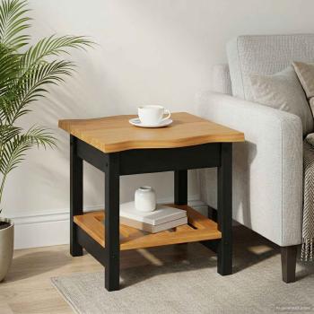 ARDEBO.de - Beistelltisch mit Regal EKAI Schwarz 50 x 50 x 45,5 cm
