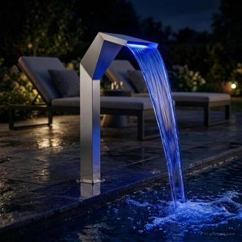 Pool-Wasserfall Edelstahl 50 x 30 x 90 cm Silber