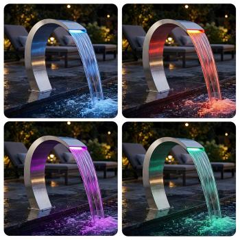 Poolbrunnen Edelstahl 60 x 30 x 70 cm Silber