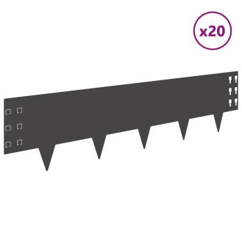 Raseneinfassung 20 stk. 100 x 25 cm Stahl Schwarz