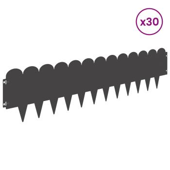 Raseneinfassung 30 stk. 103 x 25 cm Stahl Schwarz