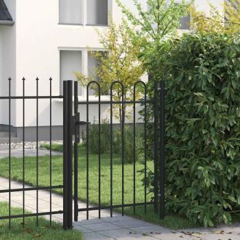 ARDEBO.de - Zauntor BOXTEL Einzeltür mit Bogenabschluss Stahl 1 x 1,2 m Schwarz