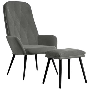 Relaxsessel mit Hocker Dunkelgrau Samt