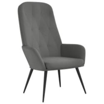 Relaxsessel mit Hocker Dunkelgrau Samt
