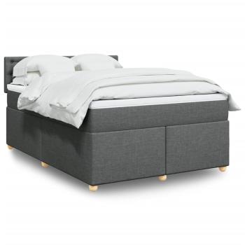 ARDEBO.de - Boxspringbett mit Matratze Dunkelgrau 140x200 cm Stoff