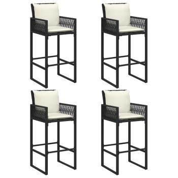 5-tlg. Gartenbar-Set mit Kissen Schwarz Poly Rattan Akazie