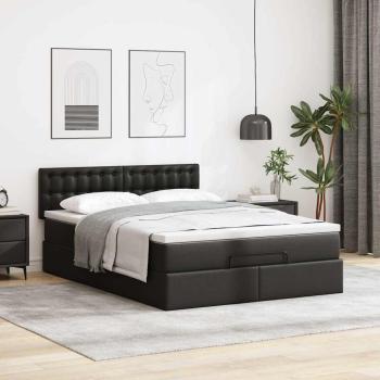 Ottoman-Bett mit Matratze Schwarz 140x190 cm Kunstleder