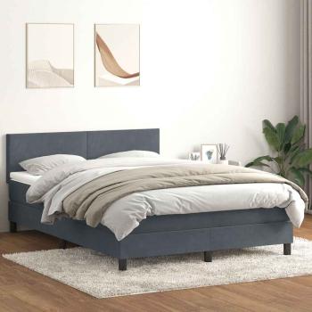 ARDEBO.de - Boxspringbett mit Matratze & LED Dunkelgrau 160x210 cm Samt