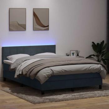 ARDEBO.de - Boxspringbett mit Matratze & LED Dunkelgrau 160x210 cm Samt