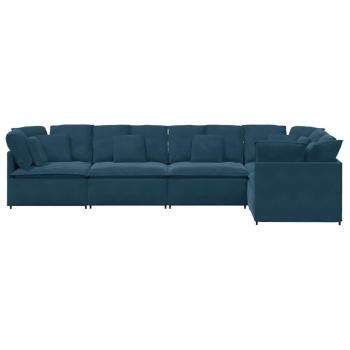 Modulares Sofa mit Kissen Samt Blau