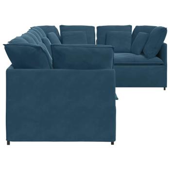 Modulares Sofa mit Kissen Samt Blau