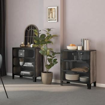 ARDEBO.de - Lagerschränke 2 Stk. Grau 72x36x82 cm Metall und MDF