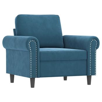 4-tlg. Sofagarnitur mit Kissen Blau Samt