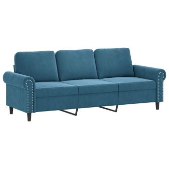4-tlg. Sofagarnitur mit Kissen Blau Samt