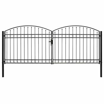 ARDEBO.de - Zauntor ASSEN Doppeltür mit Bogenabschluss Stahl 400 x 175 cm