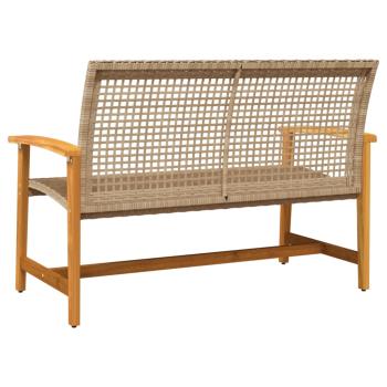 Gartenbank Beige 112 cm Poly Rattan und Akazienholz