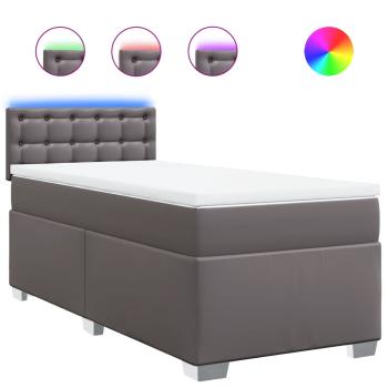 Boxspringbett mit Matratze Grau 80x200 cm Kunstleder