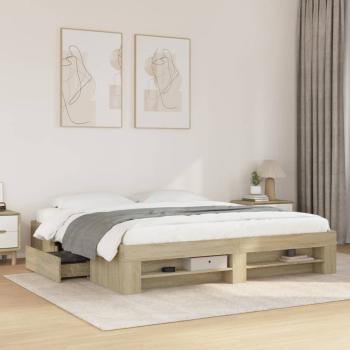 ARDEBO.de - Bettgestell ohne Matratze Sonoma-Eiche 200x200 cm Holzwerkstoff