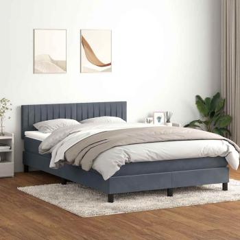 ARDEBO.de - Boxspringbett mit Matratze & LED Dunkelgrau 160x210 cm Samt