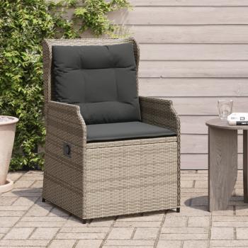 ARDEBO.de - Gartensessel mit Kissen 2 Stk. Verstellbar Grau Poly Rattan