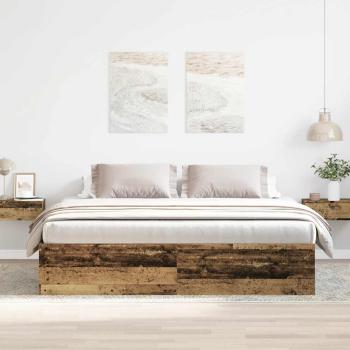 ARDEBO.de - Bettgestell ohne Matratze Altholz-Optik 200x200cm Holzwerkstoff