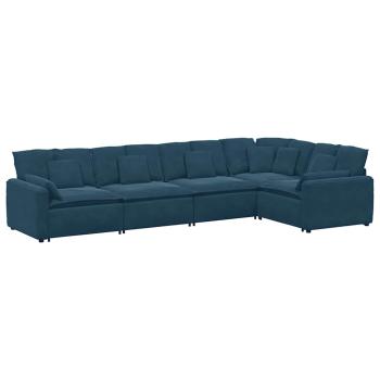Modulares Sofa mit Kissen Samt Blau