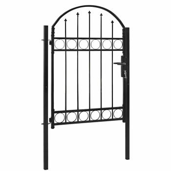 Zauntor mit gewölbter Oberseite Stahl 104 x 125 cm Schwarz