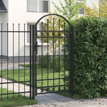 ARDEBO.de - Gartentor ASSEN mit Bogenabschluss Stahl 100 x 175 cm Schwarz